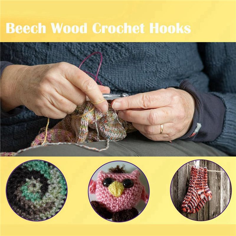 ABJI-40 piezas de ganchos de g - Wooden Crochet Hooks Ergonomic Handle reseña y precio